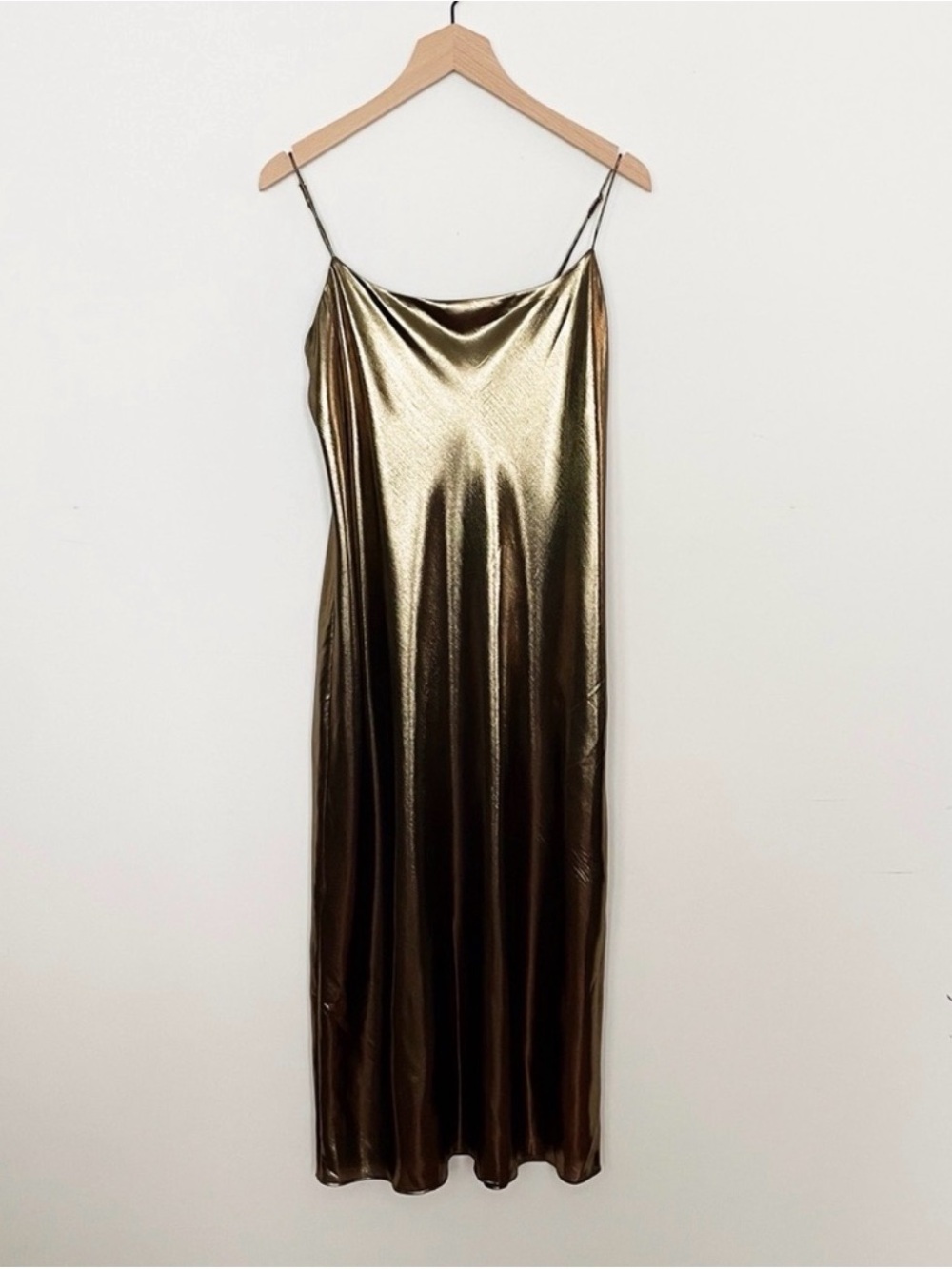 J. Crew Gwyneth Metallic Gold Strapless Slip Dress